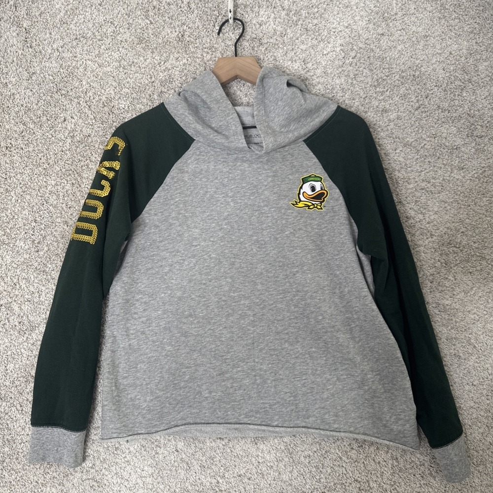 5th & Ocean Oregon Ducks Crop‎ Hoodie W Sequece Sleeve